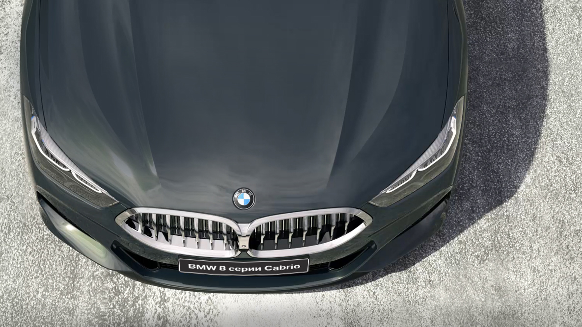 BMW M850i xDrive, вид спереди с высоты птичьего полета, 8-цилиндровый бензиновый двигатель BMW TwinPower Turbo. BMW M850i xDrive, вид спереди с высоты птичьего полета, 8-цилиндровый бензиновый двигатель BMW TwinPower Turbo.